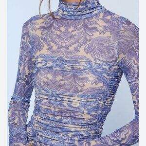 new FREE PEOPLE intimately under it all printed mesh bodysuit m